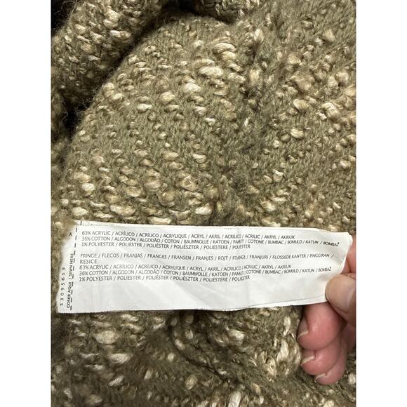 Mango Size 6 Medium Cardigan Long Sage Green Boucle Tweed Fringe Trim Soft - Picture 5 of 6